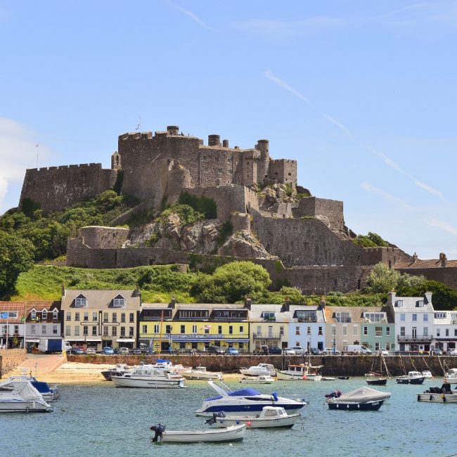 Gorey Castle in Jersey in the Channel Islands, UK