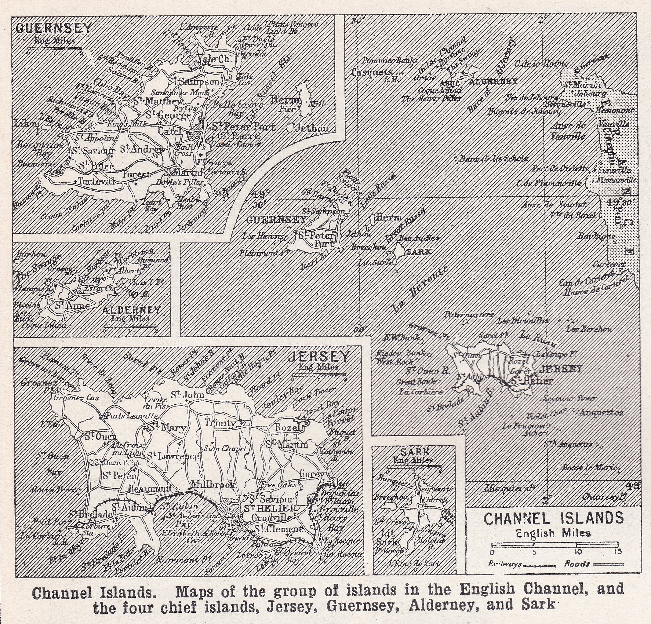 Old map of the Channel Islands